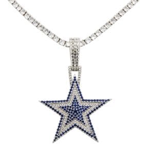 Dallas Football Star Logo Pendant Necklace – Iced Fan Jewelry Gift for Game Day