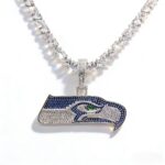Seattle Football Logo Pendant Necklace – With Heart-Shaped Zircon Tennis Chain